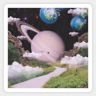 Surreal Cosmic Garden Sticker